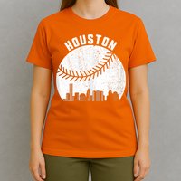 Houston Skyline Baseball Fan Vintage Texas Baseball Houston T-Shirt