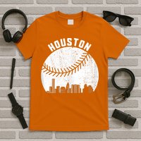 Houston Skyline Baseball Fan Vintage Texas Baseball Houston T-Shirt