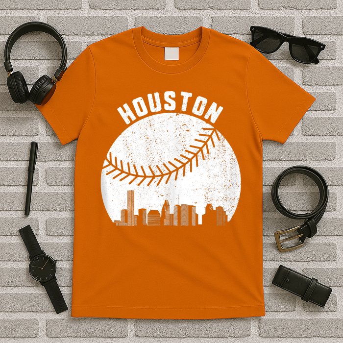 Houston Skyline Baseball Fan Vintage Texas Baseball Houston T-Shirt