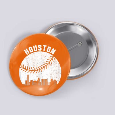 Houston Skyline Baseball Fan Vintage Texas Baseball Houston Button