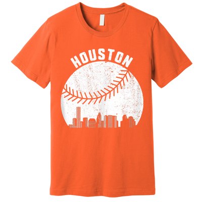 Houston Skyline Baseball Fan Vintage Texas Baseball Houston Premium T-Shirt