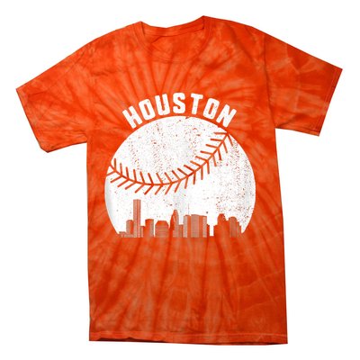 Houston Skyline Baseball Fan Vintage Texas Baseball Houston Tie-Dye T-Shirt