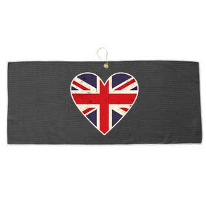 Heart Shaped British Union Jack Flag Gift Large Microfiber Waffle Golf Towel