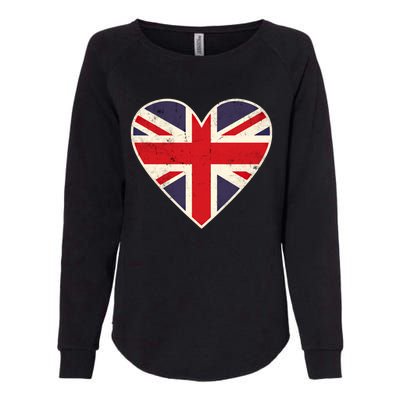 Heart Shaped British Union Jack Flag Gift Womens California Wash Sweatshirt