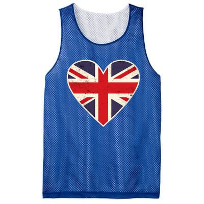 Heart Shaped British Union Jack Flag Gift Mesh Reversible Basketball Jersey Tank