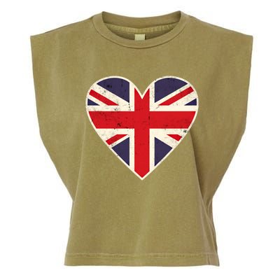 Heart Shaped British Union Jack Flag Gift Garment-Dyed Women's Muscle Tee