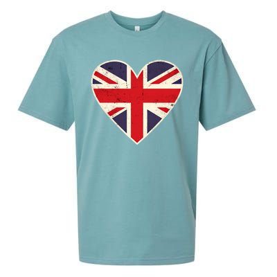 Heart Shaped British Union Jack Flag Gift Sueded Cloud Jersey T-Shirt