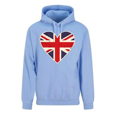 Heart Shaped British Union Jack Flag Gift Unisex Surf Hoodie