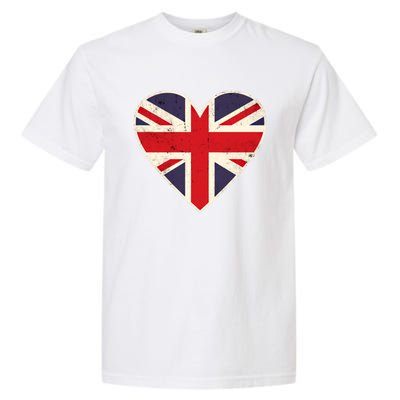 Heart Shaped British Union Jack Flag Gift Garment-Dyed Heavyweight T-Shirt