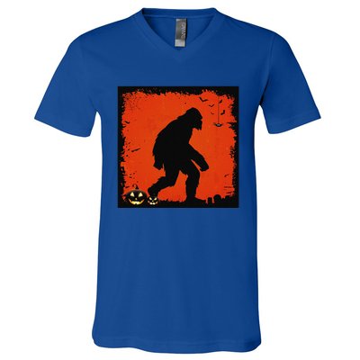 Halloween Sasquatch Bigfoot On A Dark Costume Style Gifts V-Neck T-Shirt