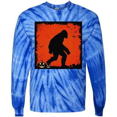 Halloween Sasquatch Bigfoot On A Dark Costume Style Gifts Tie-Dye Long Sleeve Shirt