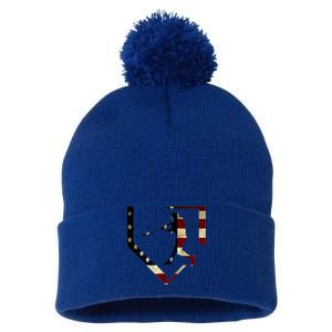 High School Baseball Season College Ball Player Pom Pom 12in Knit Beanie