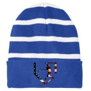 High School Baseball Season College Ball Player Striped Beanie with Solid Band