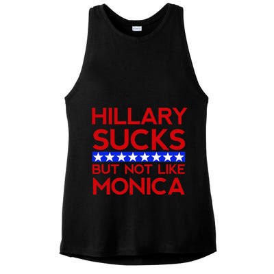 Hillary Sucks But Not Like Monica Funny Election Ladies PosiCharge Tri-Blend Wicking Tank