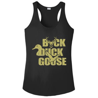 Hunting Season Buck Duck Goose Big Game Duck Ladies PosiCharge Competitor Racerback Tank