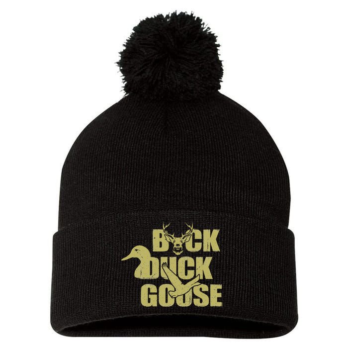 Hunting Season Buck Duck Goose Big Game Duck Pom Pom 12in Knit Beanie