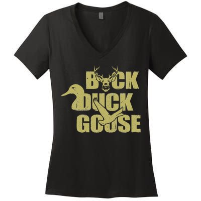 Hunting Season Buck Duck Goose Big Game Duck Women's V-Neck T-Shirt