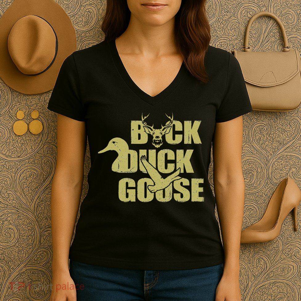 Hunting Season Buck Duck Goose Big Game Duck Women's V-Neck T-Shirt