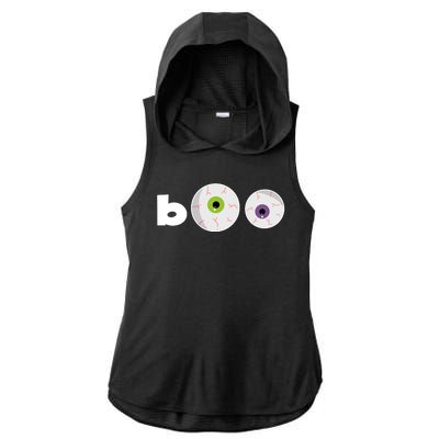 Halloween Scary Boo Eyes Ladies PosiCharge Tri-Blend Wicking Draft Hoodie Tank