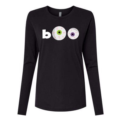 Halloween Scary Boo Eyes Womens Cotton Relaxed Long Sleeve T-Shirt