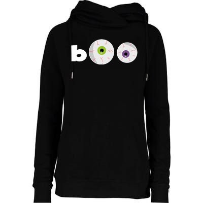 Halloween Scary Boo Eyes Womens Funnel Neck Pullover Hood