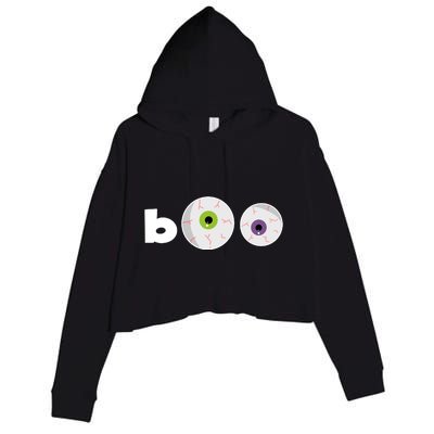 Halloween Scary Boo Eyes Crop Fleece Hoodie