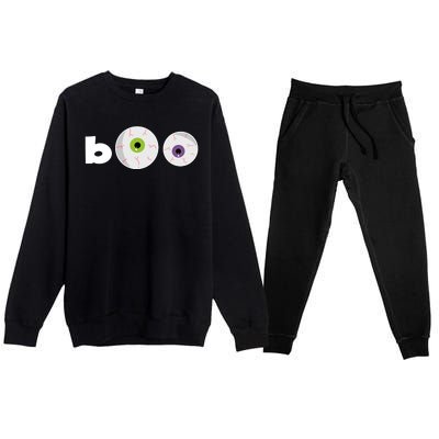 Halloween Scary Boo Eyes Premium Crewneck Sweatsuit Set