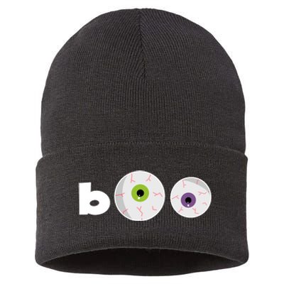 Halloween Scary Boo Eyes Sustainable Knit Beanie