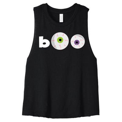 Halloween Scary Boo Eyes Women's Racerback Cropped Tank