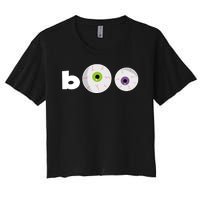 Halloween Scary Boo Eyes Women's Crop Top Tee