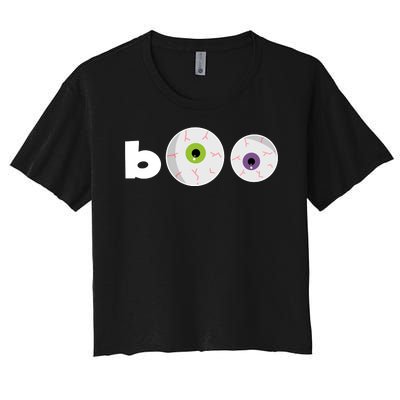 Halloween Scary Boo Eyes Women's Crop Top Tee