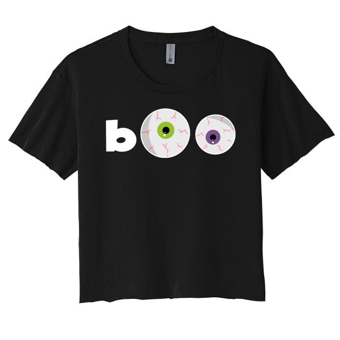 Halloween Scary Boo Eyes Women's Crop Top Tee