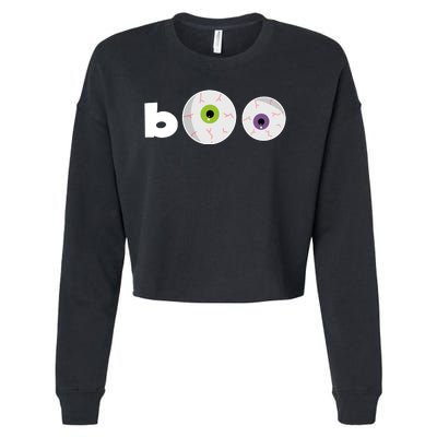 Halloween Scary Boo Eyes Cropped Pullover Crew