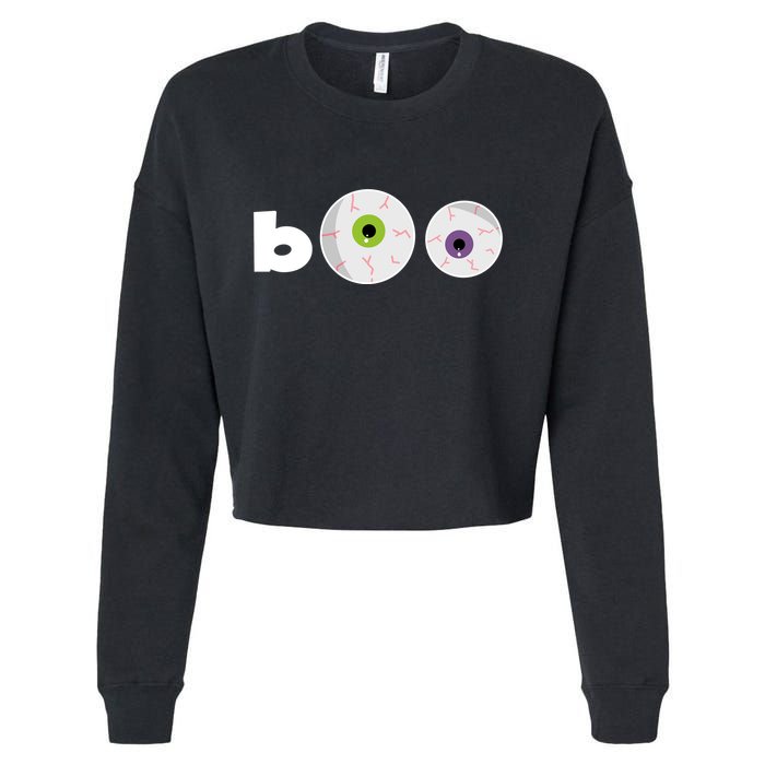 Halloween Scary Boo Eyes Cropped Pullover Crew