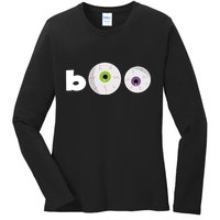 Halloween Scary Boo Eyes Ladies Long Sleeve Shirt