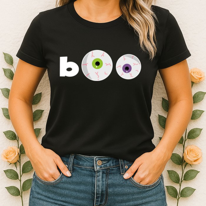 Halloween Scary Boo Eyes Womens T-Shirt