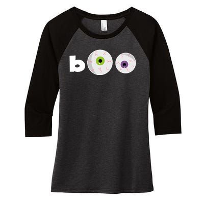 Halloween Scary Boo Eyes Women's Tri-Blend 3/4-Sleeve Raglan Shirt