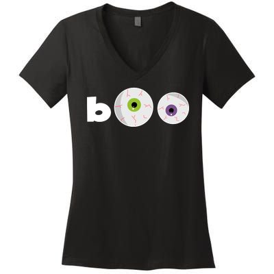 Halloween Scary Boo Eyes Women's V-Neck T-Shirt