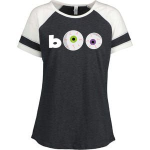 Halloween Scary Boo Eyes Enza Ladies Jersey Colorblock Tee