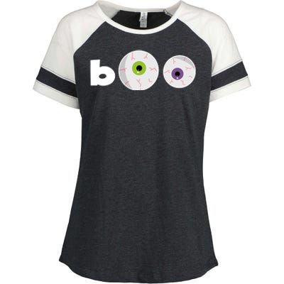 Halloween Scary Boo Eyes Enza Ladies Jersey Colorblock Tee