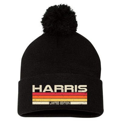 Harris Surname Birthday Family Reunion 80s 90s Sunset Pom Pom 12in Knit Beanie