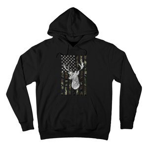 Hunting Season Buck Deer Hunting American Camouflage USA Flag Hoodie