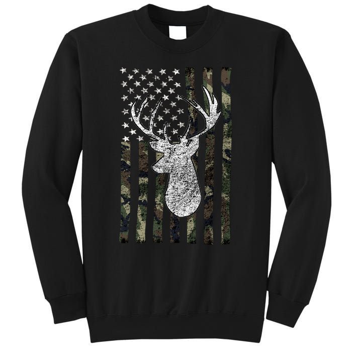 Hunting Season Buck Deer Hunting American Camouflage USA Flag Sweatshirt