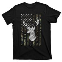 Hunting Season Buck Deer Hunting American Camouflage USA Flag T-Shirt