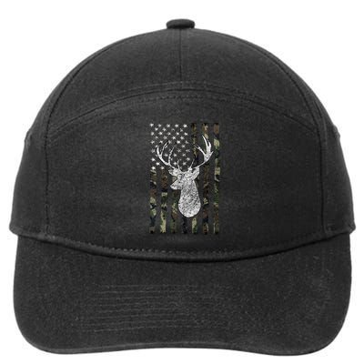 Hunting Season Buck Deer Hunting American Camouflage USA Flag 7-Panel Snapback Hat