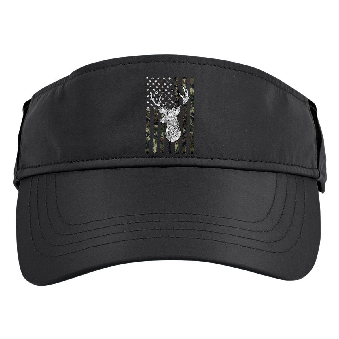 Hunting Season Buck Deer Hunting American Camouflage USA Flag Adult Drive Performance Visor