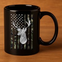 Hunting Season Buck Deer Hunting American Camouflage USA Flag 11oz C Handle Ceramic Mug