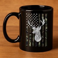 Hunting Season Buck Deer Hunting American Camouflage USA Flag 11oz C Handle Ceramic Mug