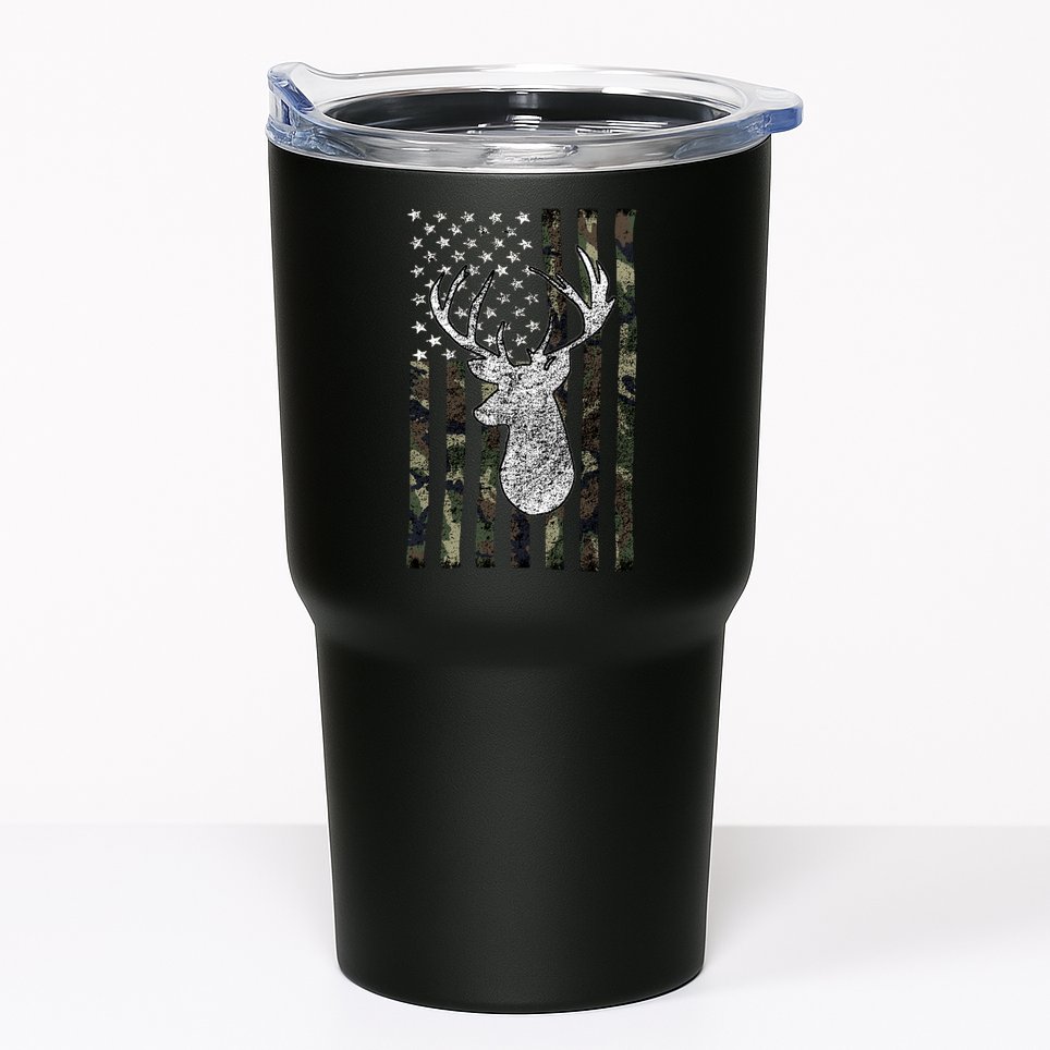 Hunting Season Buck Deer Hunting American Camouflage USA Flag Tumbler
