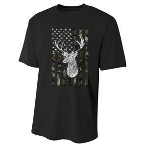 Hunting Season Buck Deer Hunting American Camouflage USA Flag Performance Sprint T-Shirt